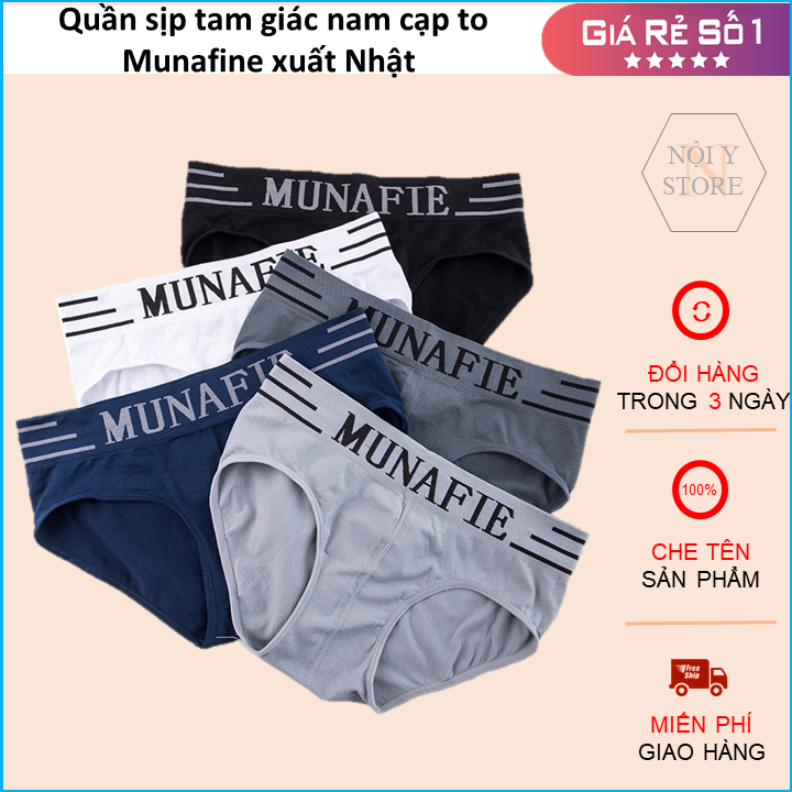 Quần lót nam - Sét 2 quần sịp tam giác nam cạp to Munafine xuất Nhật