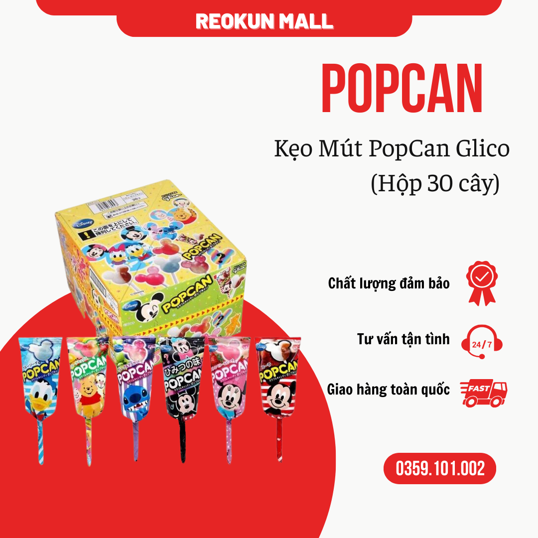 Kẹo mút Popcan Glico Mickey Nhật 01 cây lẻ