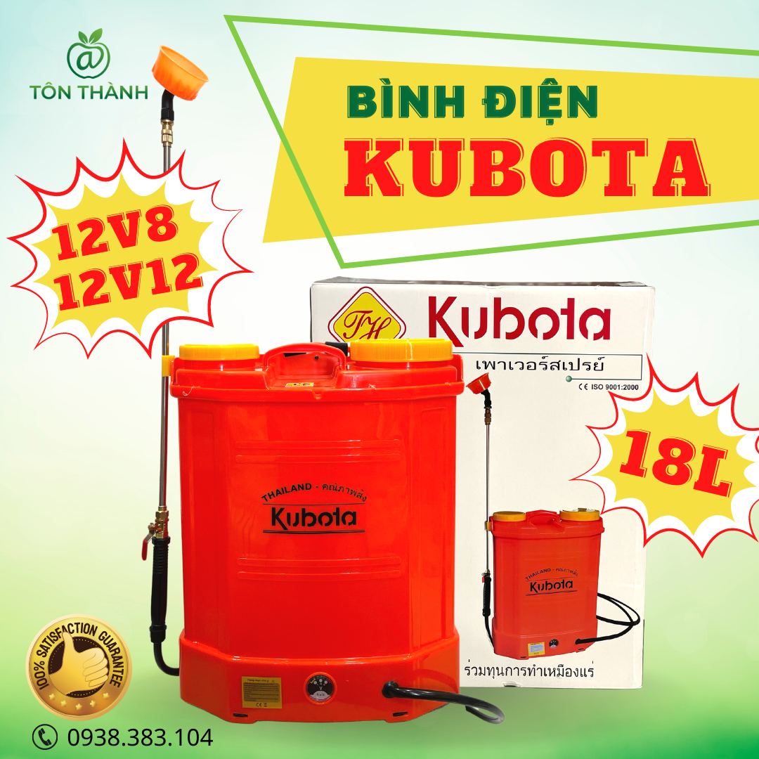 BÌNH XỊT ĐIỆN KUBOTA 1 BƠM VÀ 2 BƠM 12V8 12V12 ( CÔNG NGHỆ THÁI LAN ) PHUN T.H.U.Ố.C SÂU, TƯỚI CÂY, KHỬ KHUẨN,...