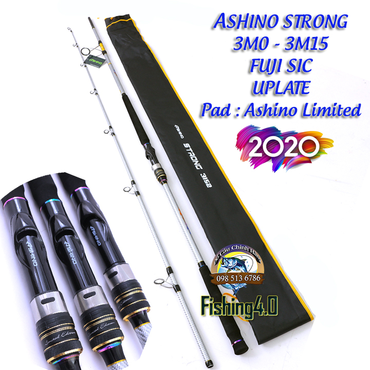 CẦN CÂU ASHINO STRONG BẠCH KIM - Phiên Bản 2020 - Khoen FUJI SIC - Pad ASHINO LIMITED - 3m0 - 3m15