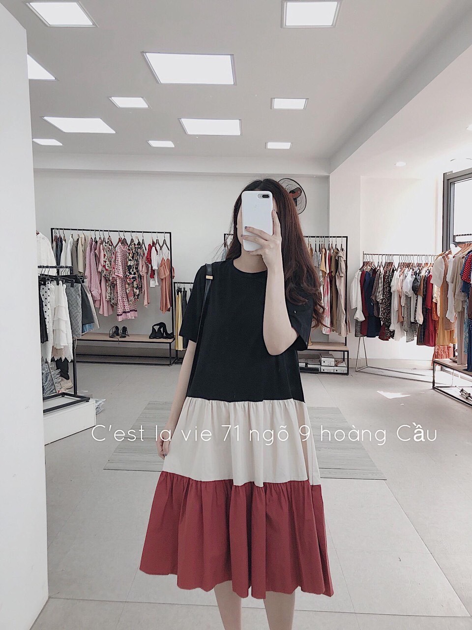 Váy bầu ( đầm bầu) xinh dáng dài xếp tầng đẹp