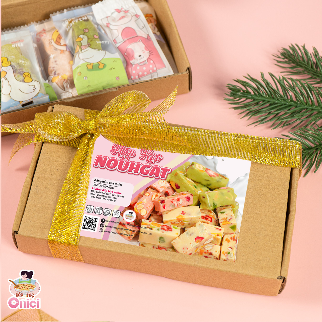 Kẹo nougat Bếp của mẹ ONICI Kẹo hạnh phúc mix nhiều hạt mềm dẻo thơm ngon ít ngọt thượng hạng