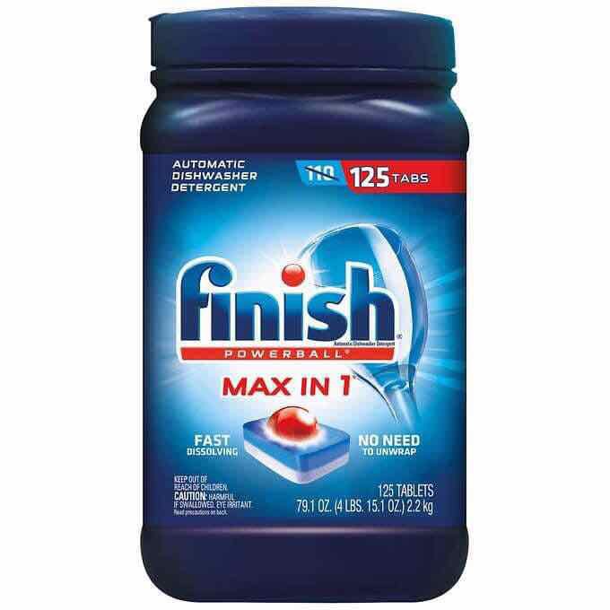 HỘP 125 VIÊN RỬA CHÉN BÁT FINISH MAX IN 1 Wrapper Tab Powerball CỦA ĐỨC (hộp trầy vỏ, tem) DÀNH CHO MÁY RỬA CHÉN 12-14 BỘ