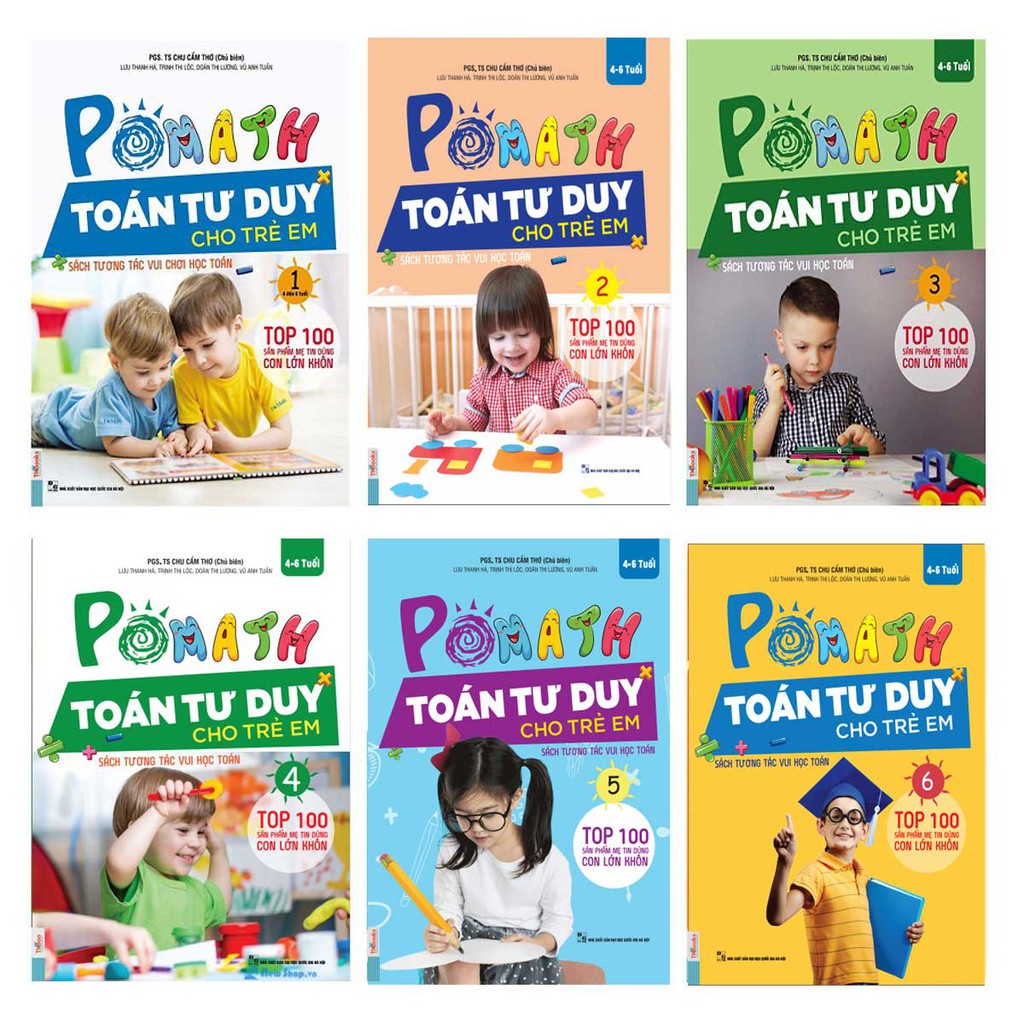 Bộ sách pomath - toán tư duy cho trẻ em 4-6 tuổi tặng truyện song ngữ
