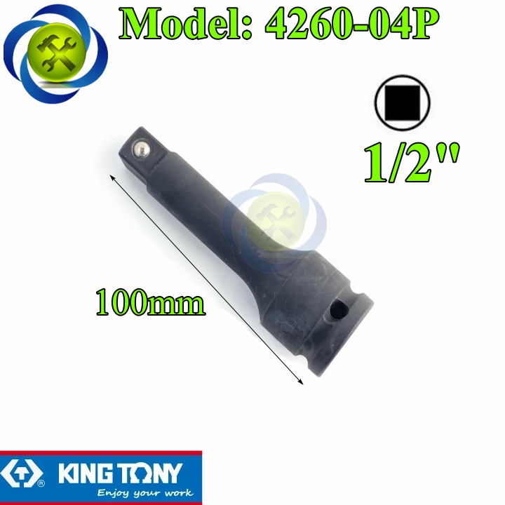 Đầu nối đen 1/2 kingtony 4260-04p dài 100mm đầu vuông 12.7mm
