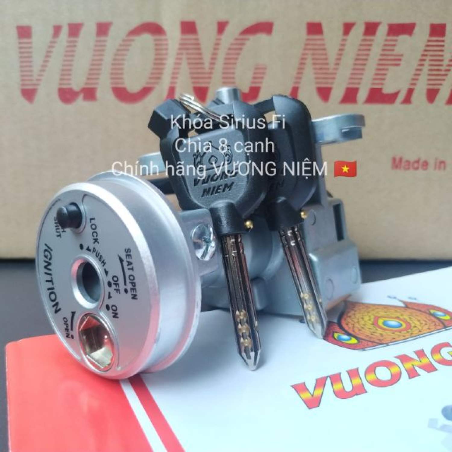 Khóa máy xe sirius fi, jupiter fi rc, jupiter finn chìa 8 cạnh chống trộm cao cấp vương niệm