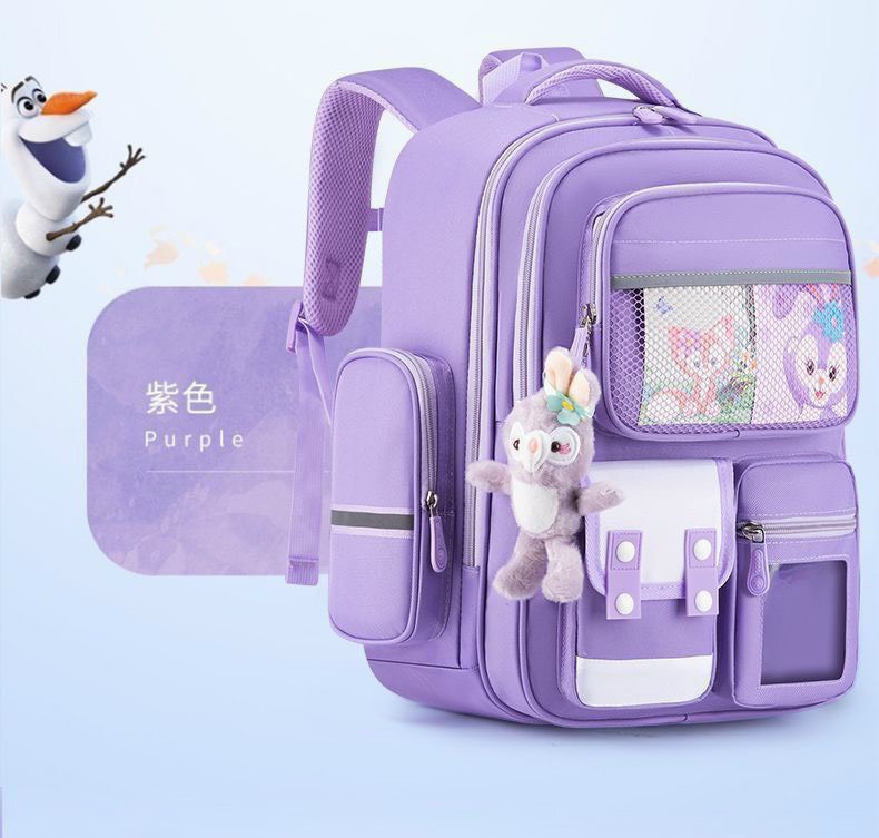 Ba lô đi học cho bé lớp 1- lớp 6 chống gù có đệm vai tặng kèm móc gấu và sticker 118