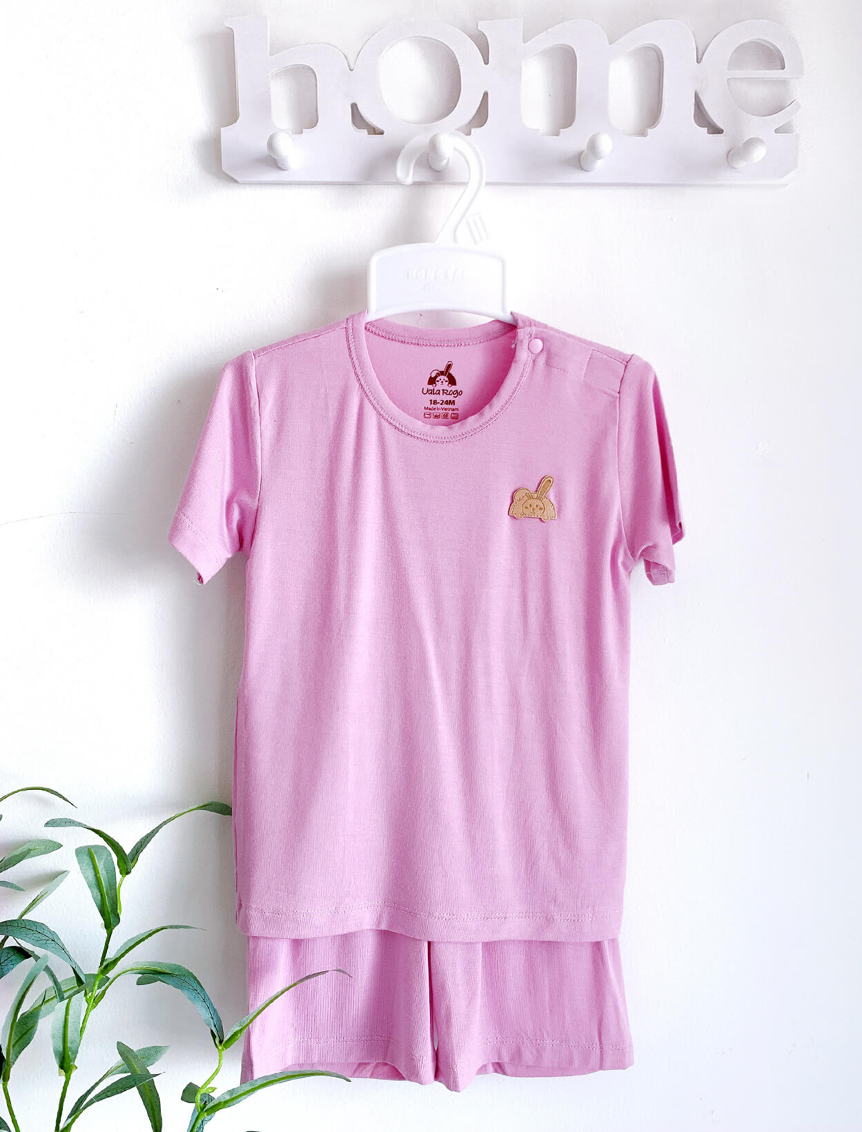 Bộ cộc tay cài vai Bamboo trơn - Uala Rogo - Quần áo trẻ em