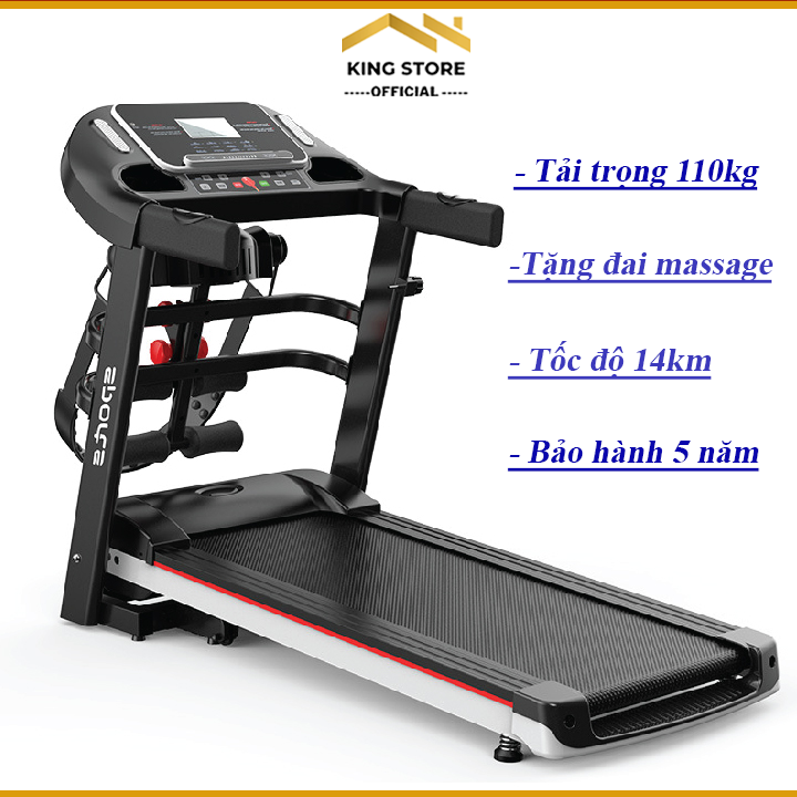 Máy chạy bộ điện Koresport K130 tốc độ 14km độ ồn siêu thấp, Máy tập thể dục tại nhà tặng kèm máy đánh mỡ bụng và 2 tạ tay - King Store Bảo hành 5 năm