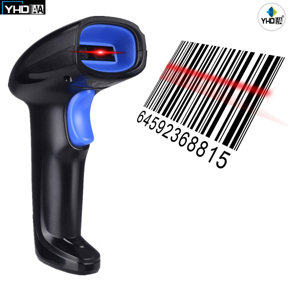 Máy quét mã vạch cầm tay YHD 1100C 1D, Máy bắn mã vạch Barcode(1D), Đầu đọc mã vạch có dây cắm cổng USB dùng trên Máy tính, Laptop