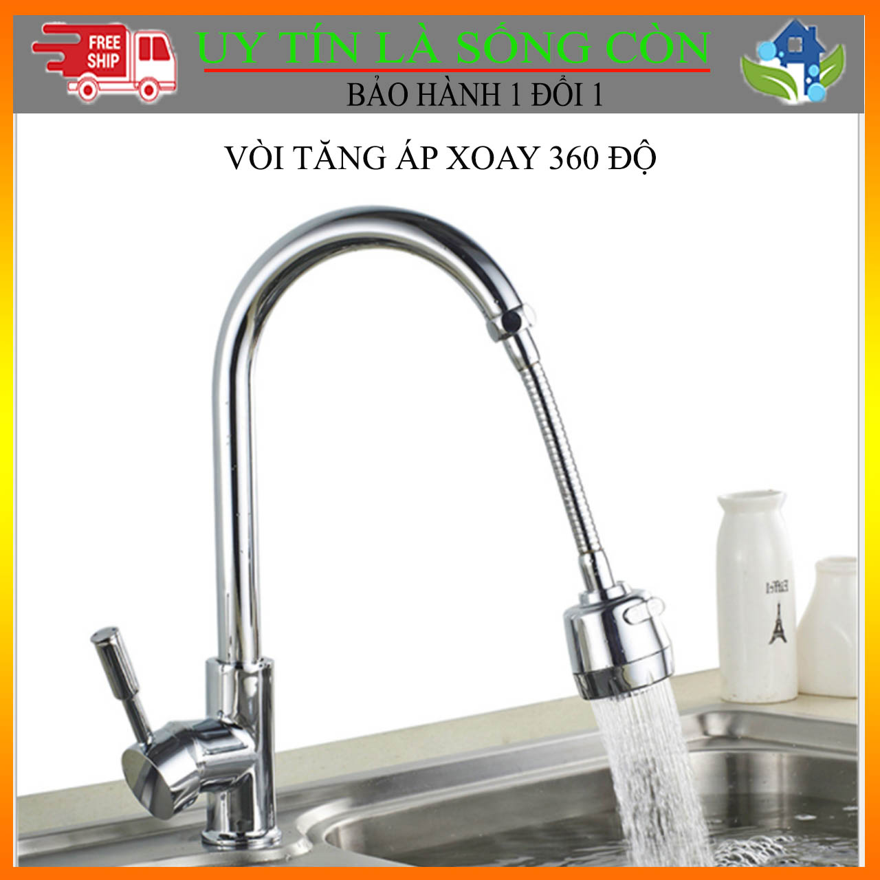 [LINH HOẠT-THUẬN TIỆN] Đầu Nối Vòi Nước Tăng Áp Pihouse Có Nút Điều Chỉnh Xoay 360, Đầu nối vòi sen lavabo chậu rửa bát, Đầu nối vòi bồn rửa bát, bồn rửa chén