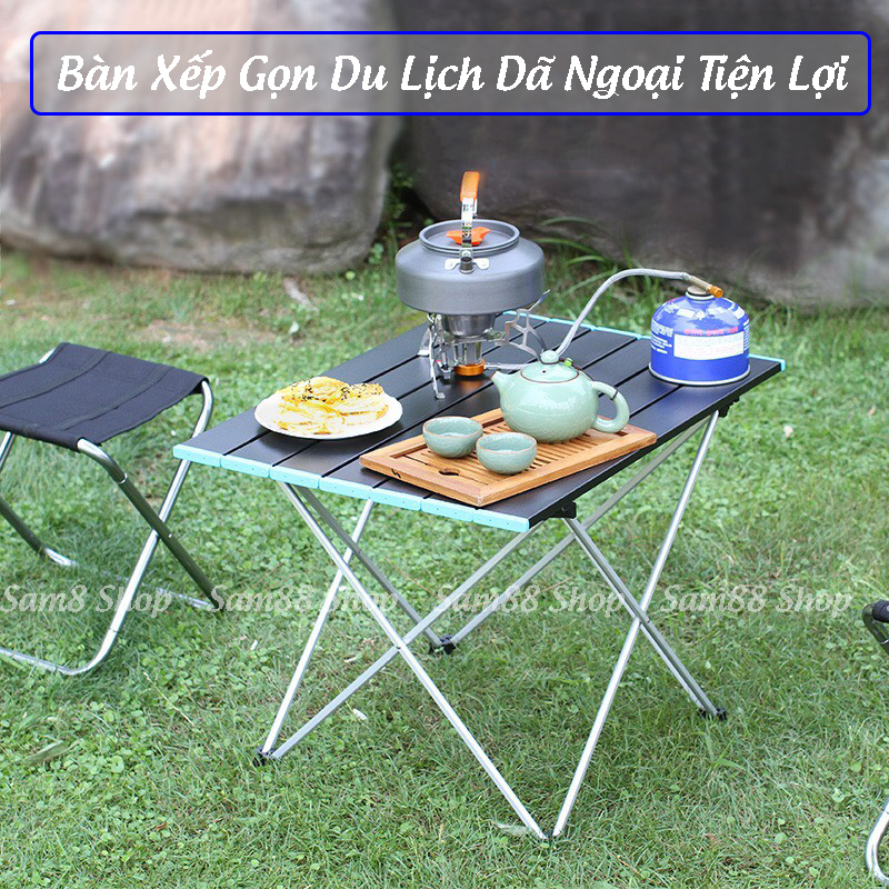 Bàn Du Lịch Hợp Kim Nhôm Gấp Gọn Siêu Nhẹ Mang Đi Phượt, Đi Câu, Du Lịch, Cắm Trại Kèm Túi Đựng Tiện Lợi