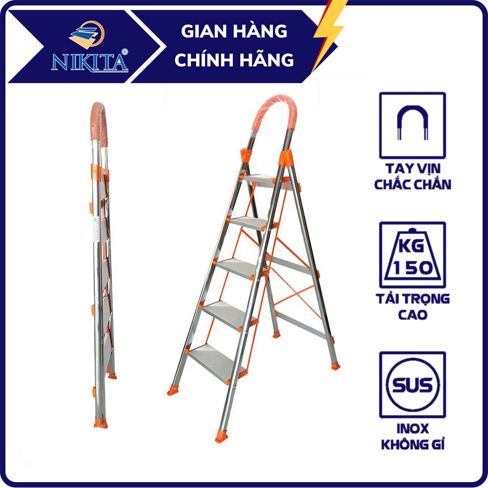 Thang ghế inox gia đình - 4 bậc - chính hãng nikita - in04
