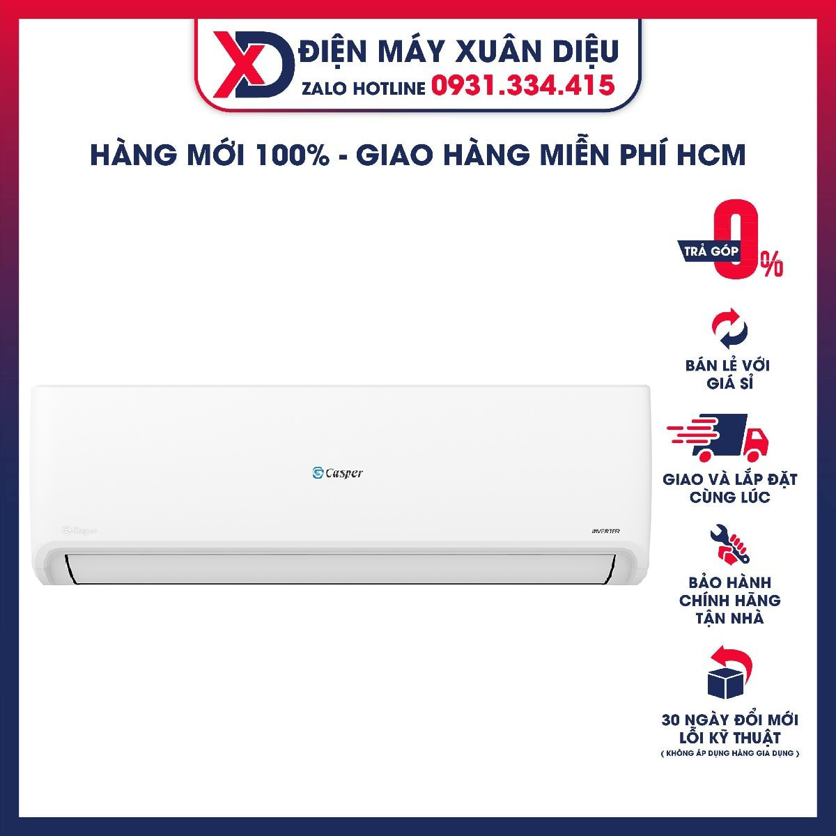 Máy lạnh casper inverter 2.0 hp gc-18is33