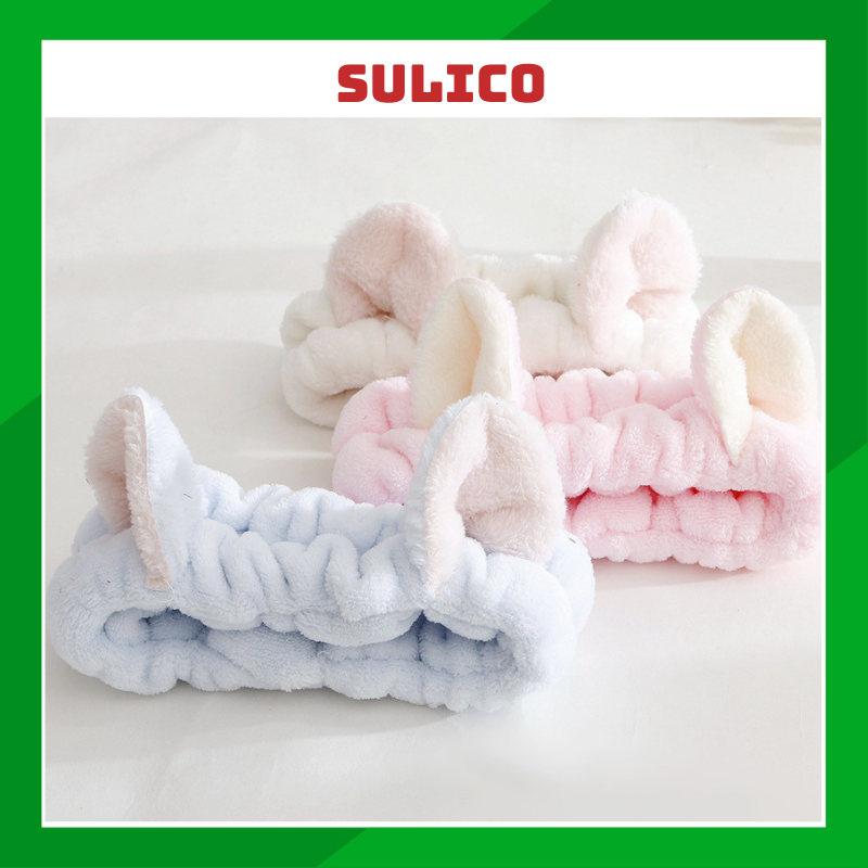 Băng đô cài tóc rửa mặt tai mèo Sulico màu ngẫu nhiên