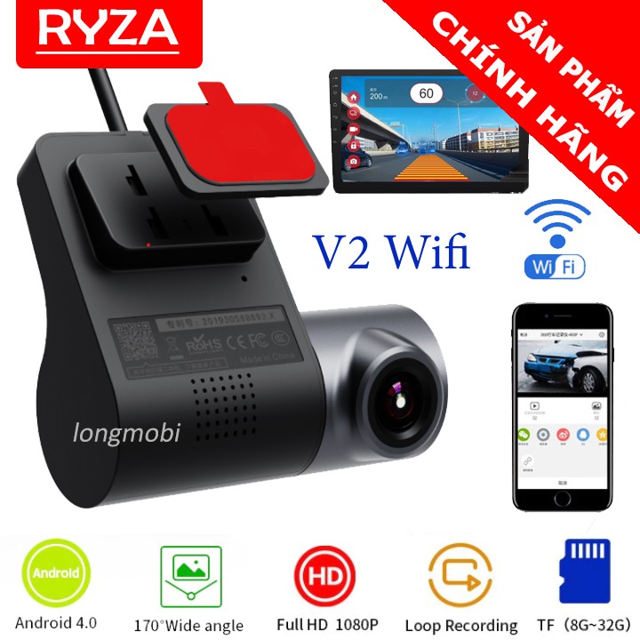 Ryza u10 v2 wifi camera hành trình cho màn hình android, cảm biến sony