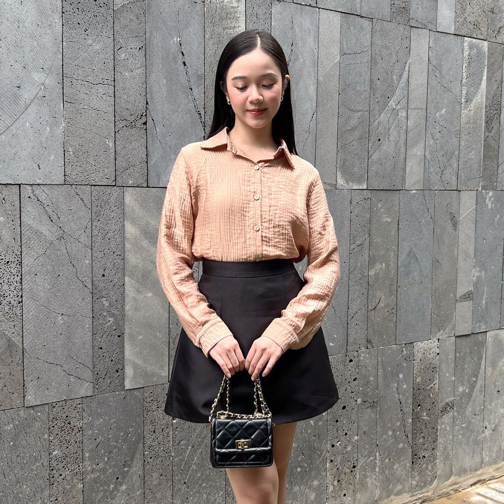 Olv - áo caramel minimal shirt