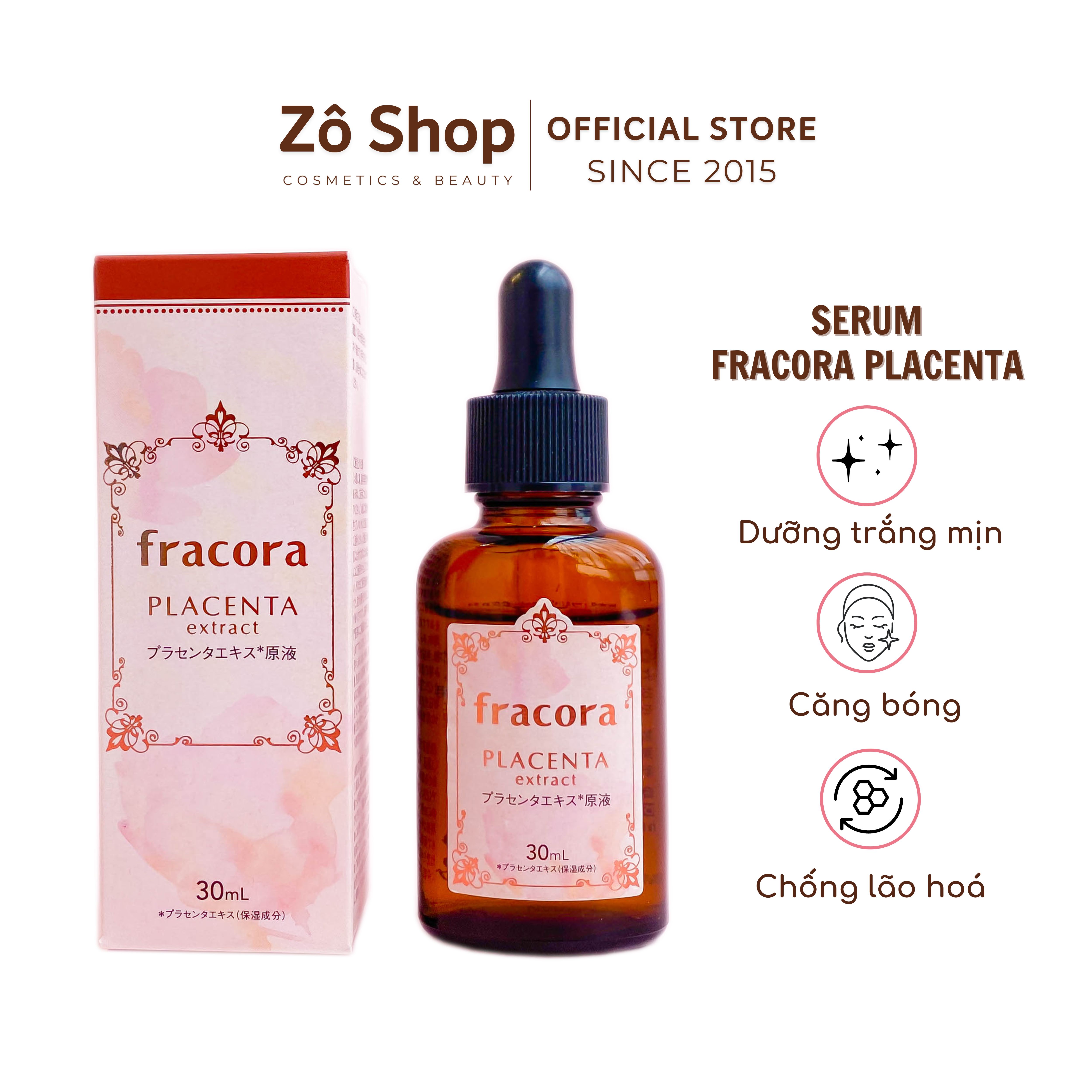 Serum nhau thai dưỡng trắng, chống lão hóa, phục hồi da yếu - Fracora Placenta Extract Serum (30ml)