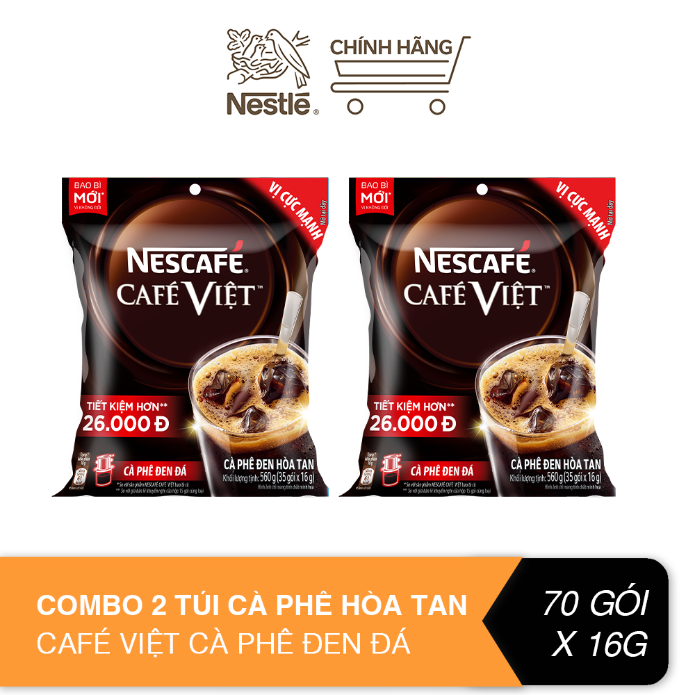 Combo 2 bịch cà phê hòa tan NESCAFÉ Café Việt CÀ PHÊ ĐEN ĐÁ