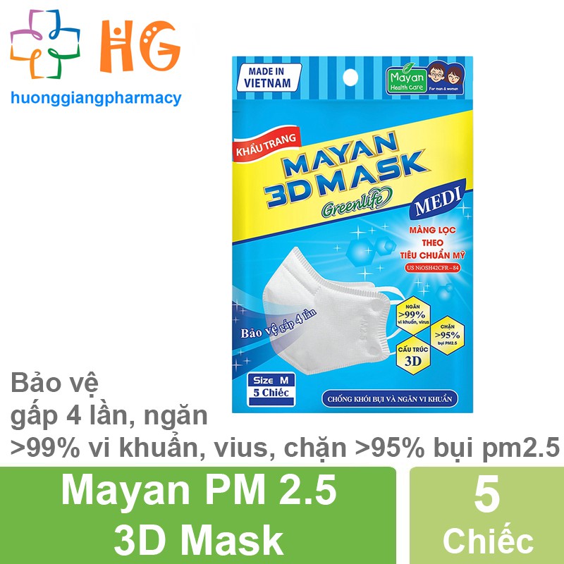 Khẩu Trang Mayan 3D Mask (Túi 5 Cái)