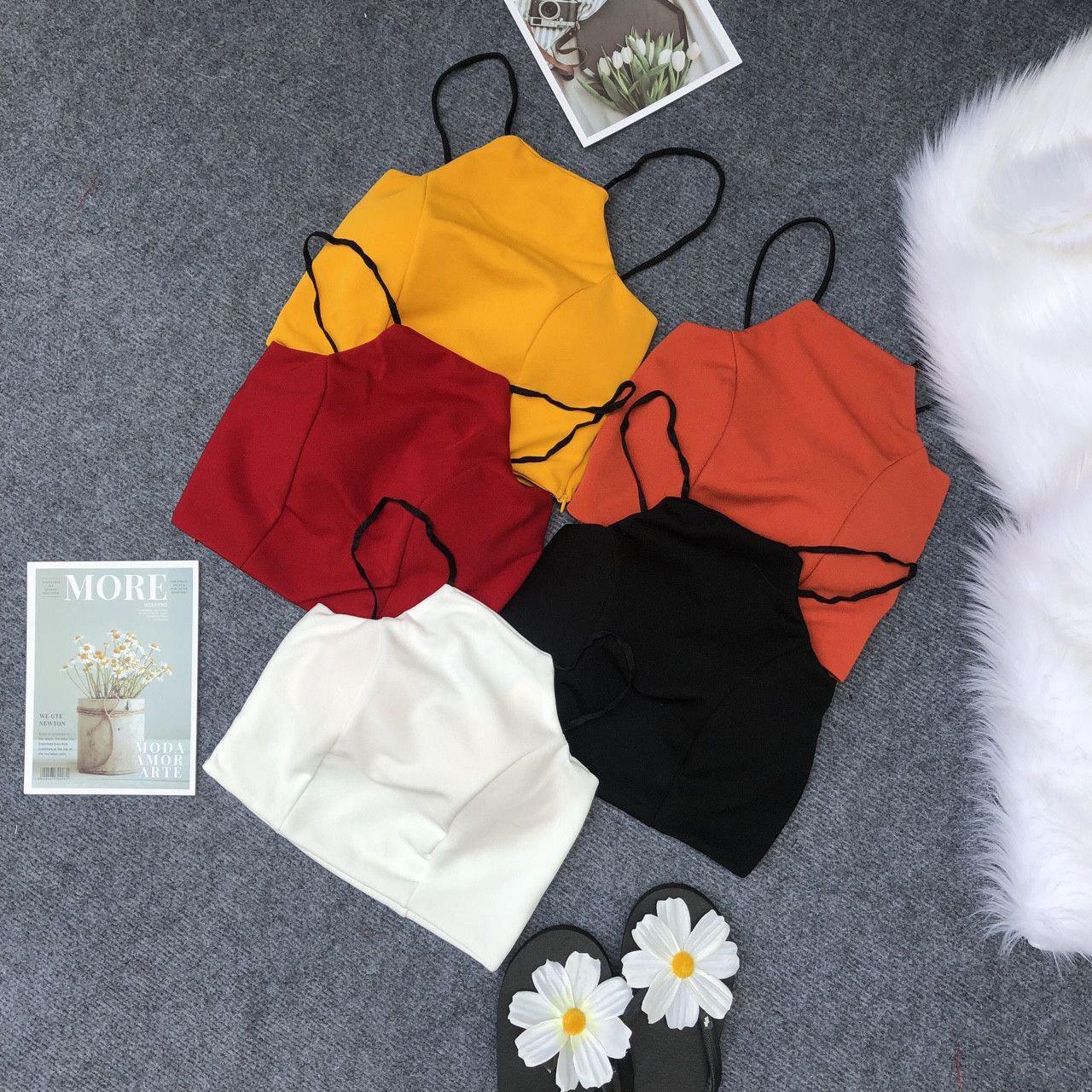 Áo croptop yếm sexy có mút ngực vải dày đẹp 11228B1