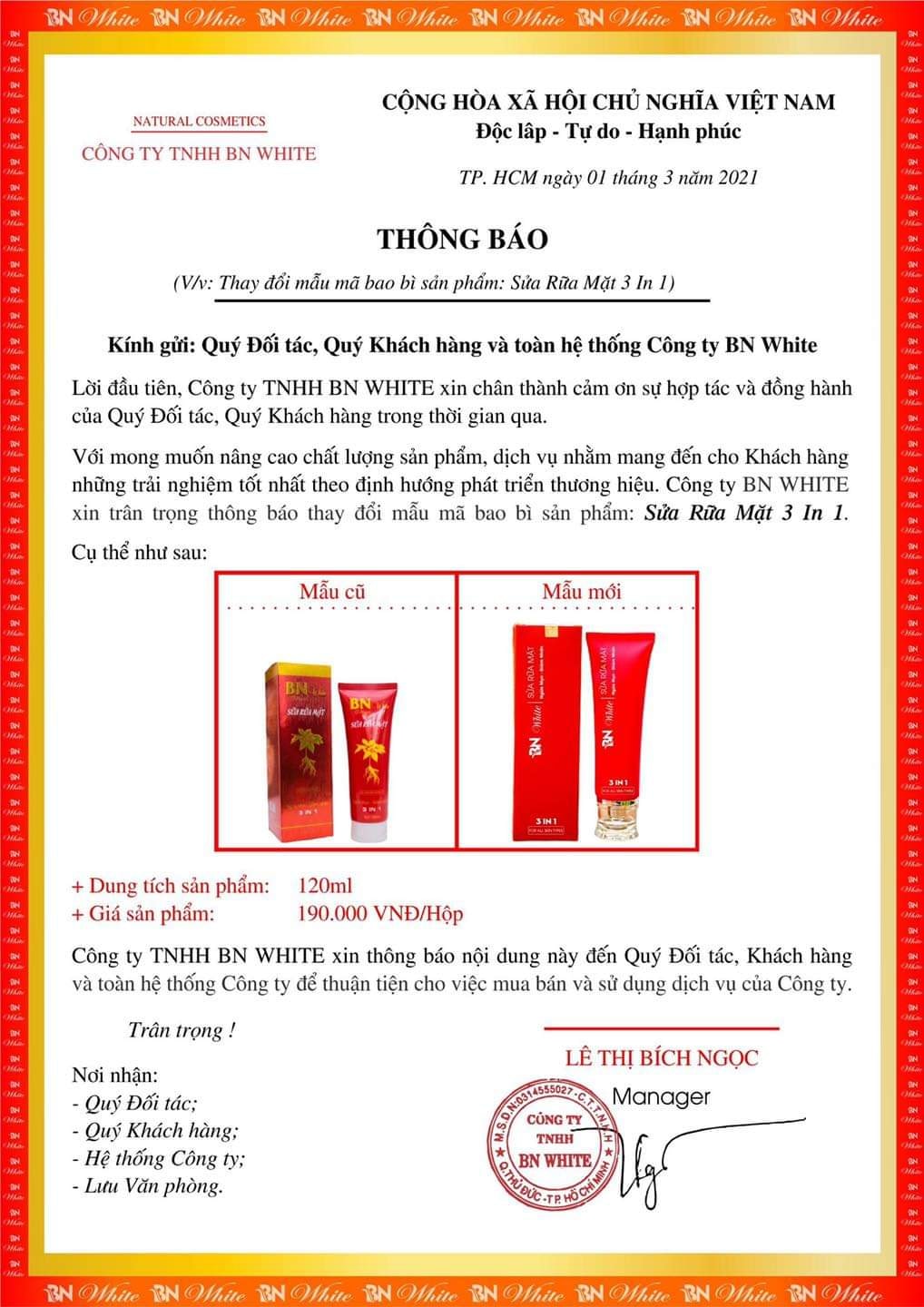[HCM]Sữa rửa mặt hồng sâm cao cấp BN WHITE