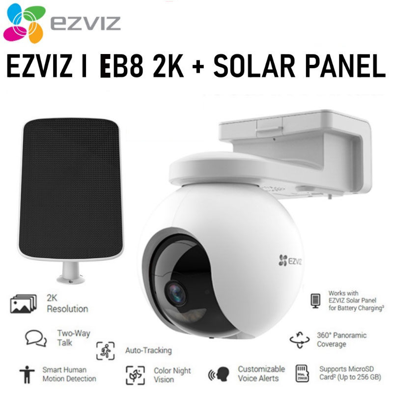 Camera EZVIZ EB8 Hỗ Trợ 4G Dùng Pin Sạc Ngoài Trời Thông Minh Dung Lượng 10400mAh Độ Nét 2k Đàm Thoại Hai Chiều Chống Bụi Và Chống Nước Hỗ Trợ Kết Nối Qua Mạng Di Động Cho Cả Sóng 4G BH 12 T