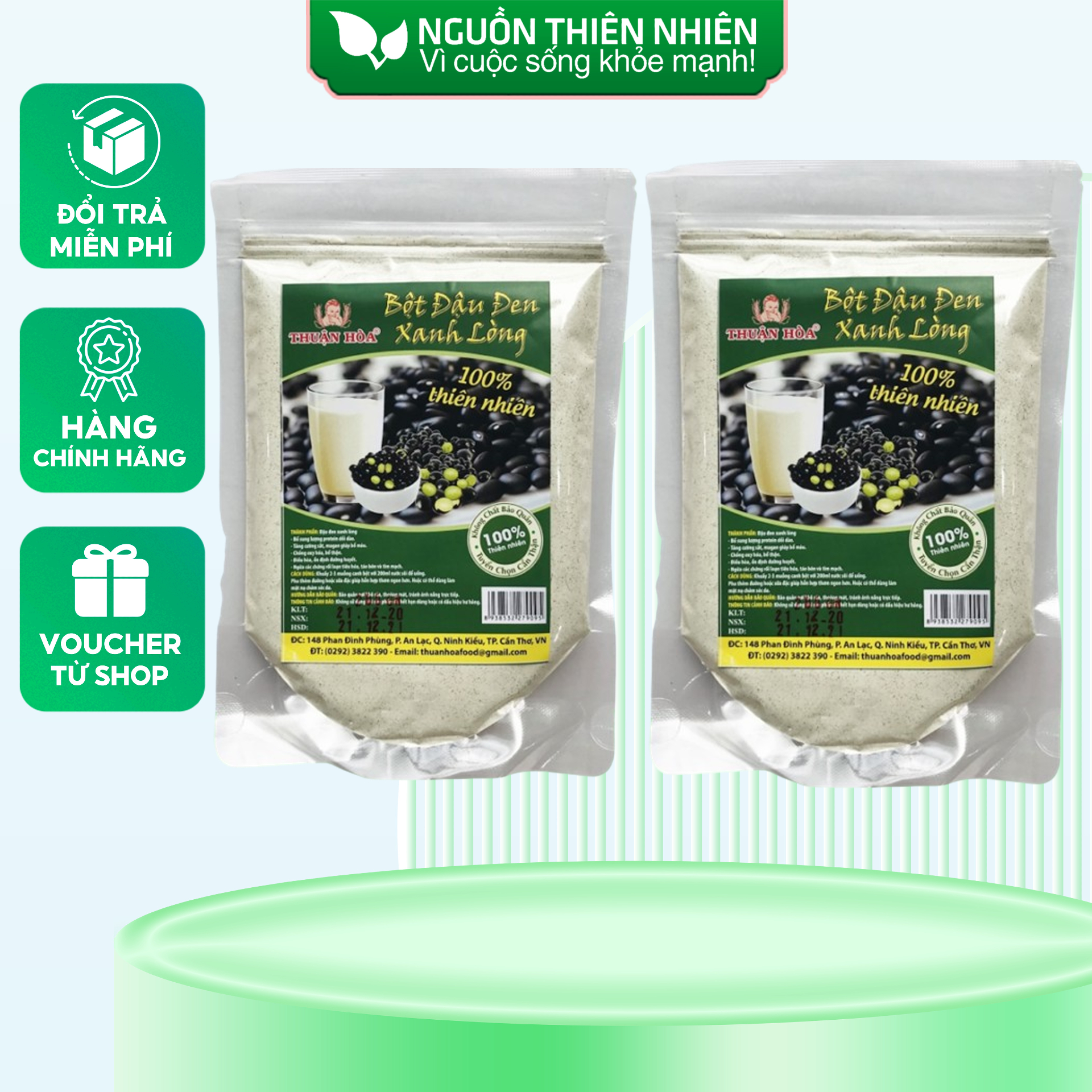 Combo 2 Túi Bột đậu đen xanh lòng nguyên chất Thuận Hòa Food Túi 200g