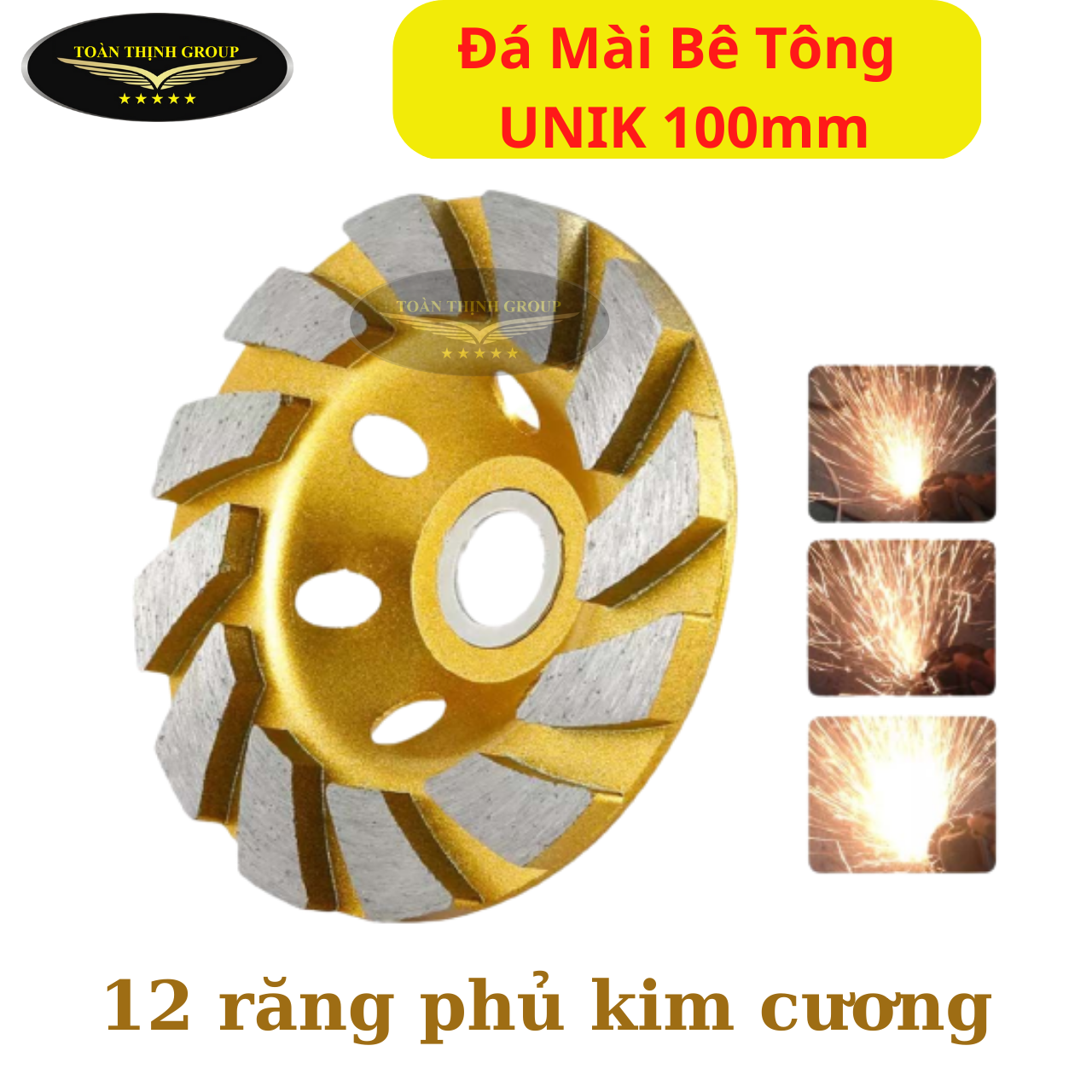 Chén mài bê tông , mài đá granit, gạch hiệu unik 100mm - bát mài phá bê tông - chén bo đá - rẻ bền