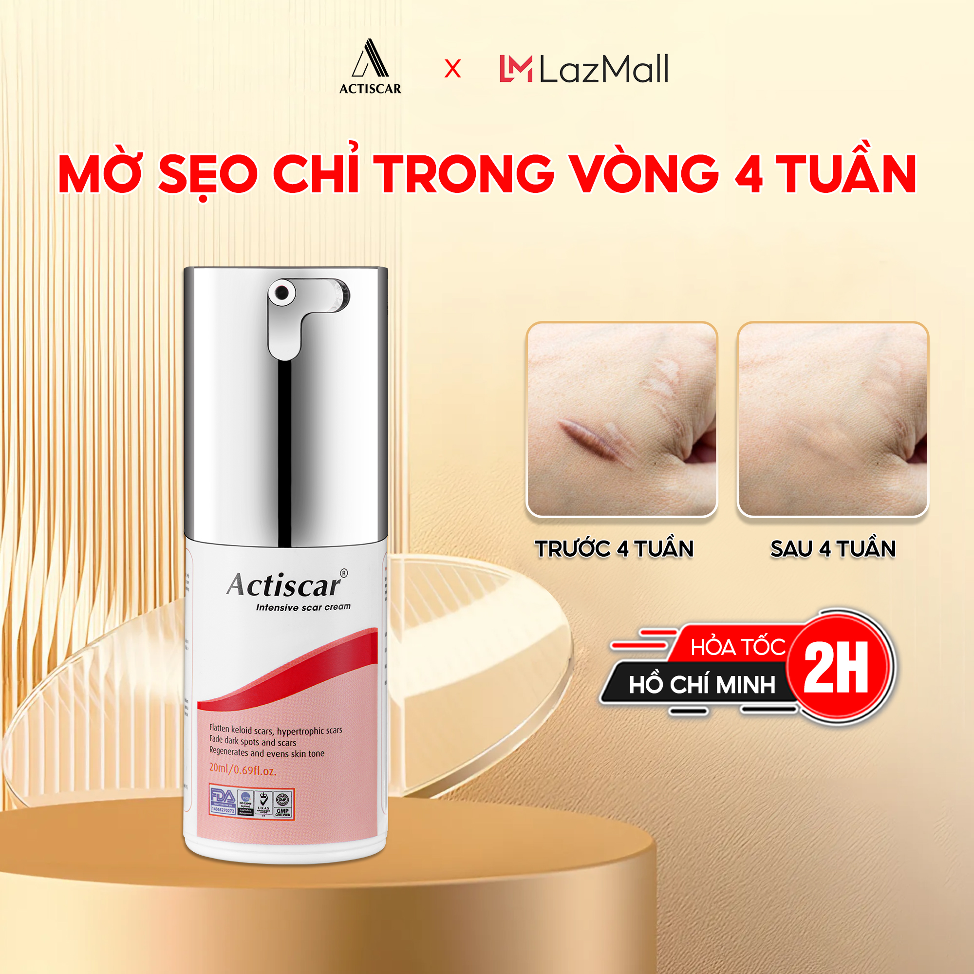 Kem xoá mờ sẹo chuyên làm mờ sẹo lồi / sẹo phì đại actiscar 20g
