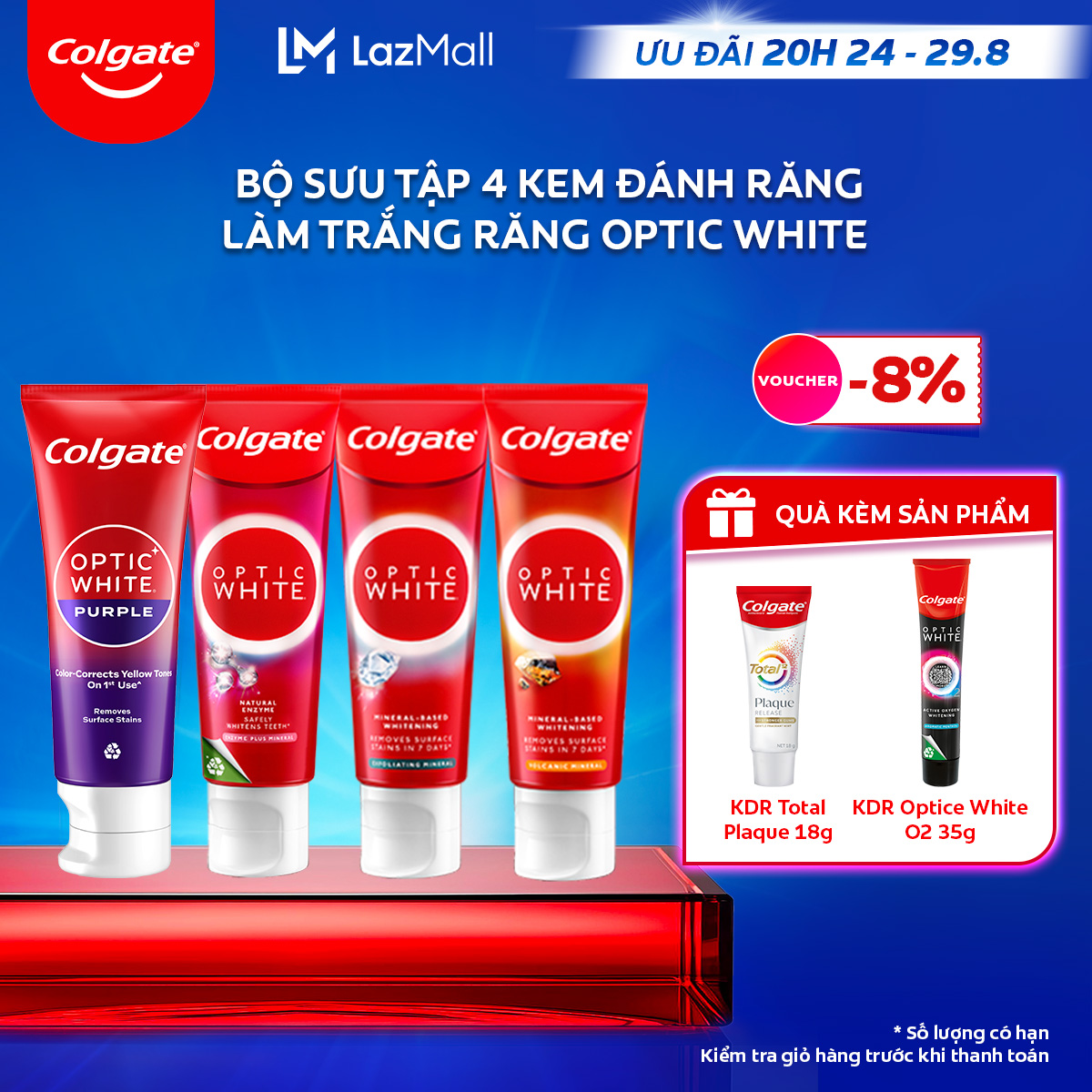 Bộ sưu tập 4 kem đánh răng Colgate trắng răng Optic White
