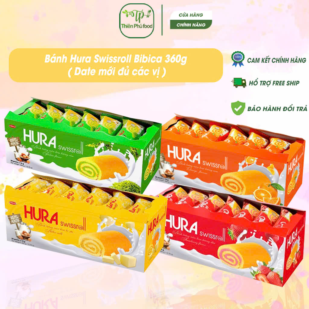 Bánh Hura Swissroll Bibica 360g ( Date mới đủ các vị )