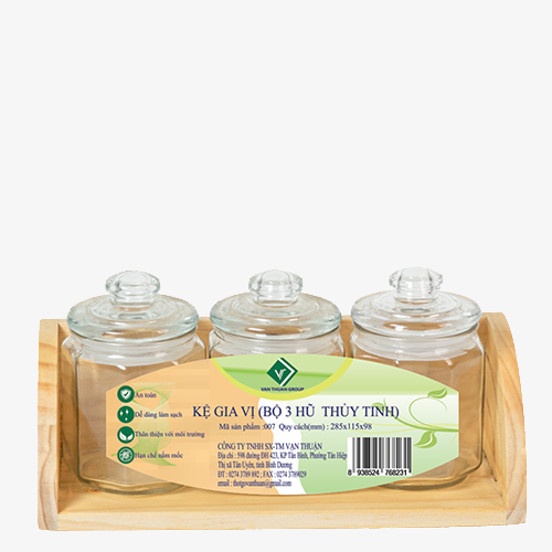 Kệ gia vị 3 hũ thuỷ tinh quy cách 28.5x115x98