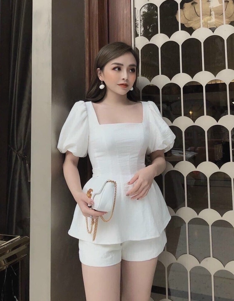 [MẪU MỚI] SET BỘ TAY PHỒNG CỔ VUÔNG KẾT HỢP THẮT NƠ SAU LƯNG SIÊU ĐÁNG YÊU NỮ TÍNH THỜI TRANG SUNI