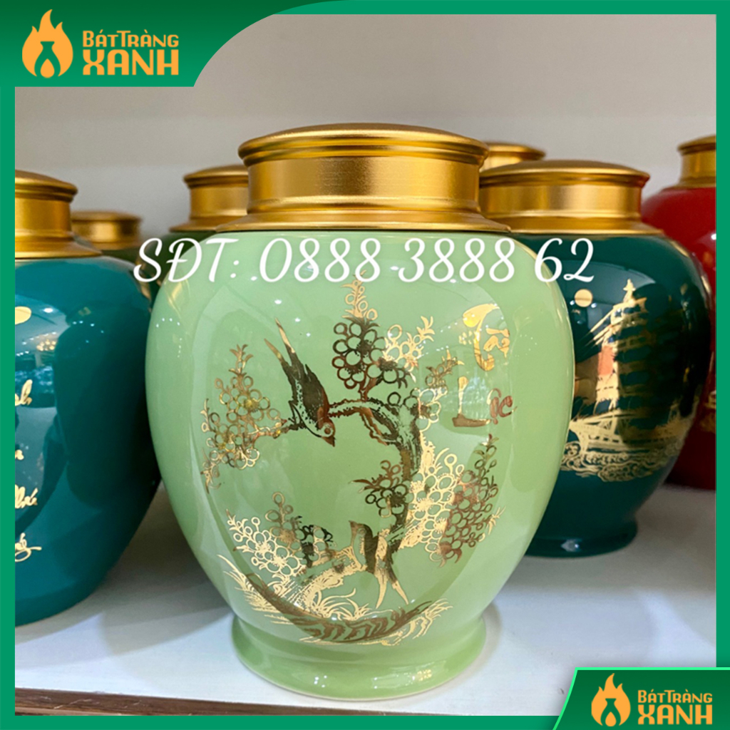 Bình đựng trà, cafe, lọ đựng chè - bình đựng trà bát tràng