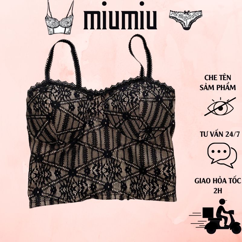 Áo bra bra phối ren hai dây có đệm mút lưng bo chun thoải mái m7692