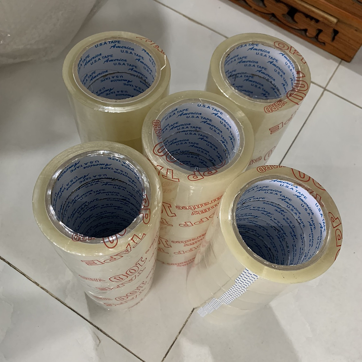 Combo 6 cuộn băng keo trong băng dính dán thùng 1kg