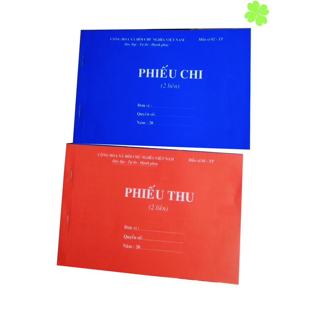 10 quyển phiếu thu chi 2 liên loại 60 tờ kt
