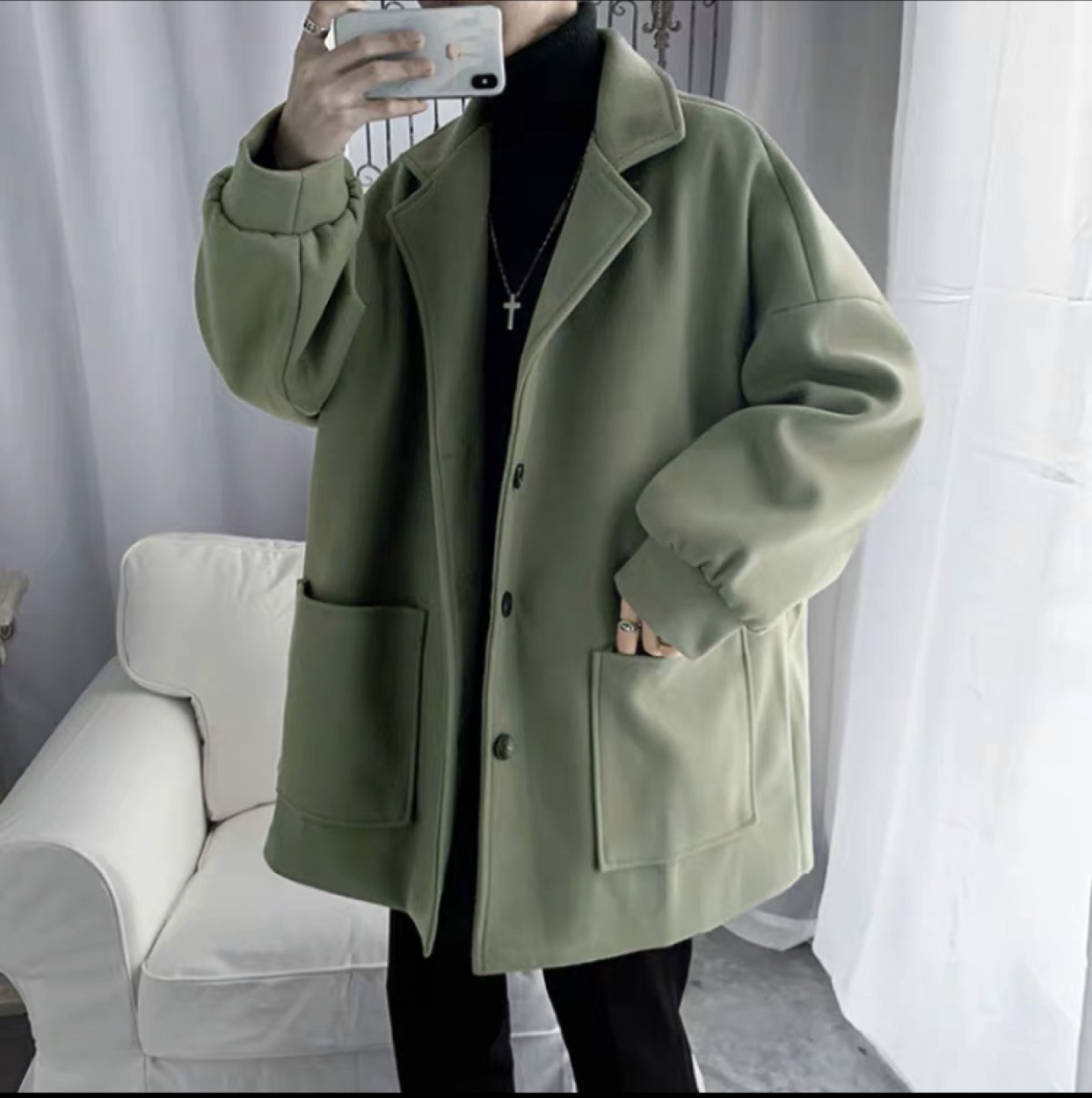 ÁO KHOÁC NỈ NAM FORM DÀI CÁNH DƠI CỰC ẤM ĐƠN GIẢN ĐẲNG CẤP
