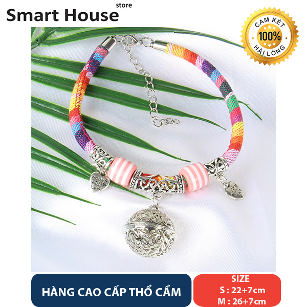 [HCM]Cao Cấp - Vòng Cổ Cho Chó Mèo - Vòng Cổ Chuông Bạc - Dây Thổ Cẩm 7 Màu - Giá Siêu Rẻ