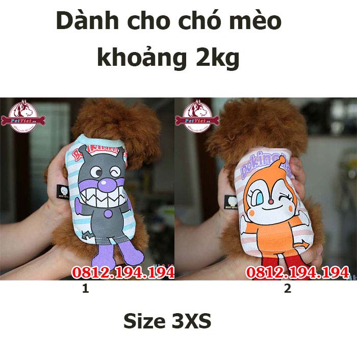 Quần áo cho chó mèo - size 3XS - dành cho chó mèo khoảng 2kg