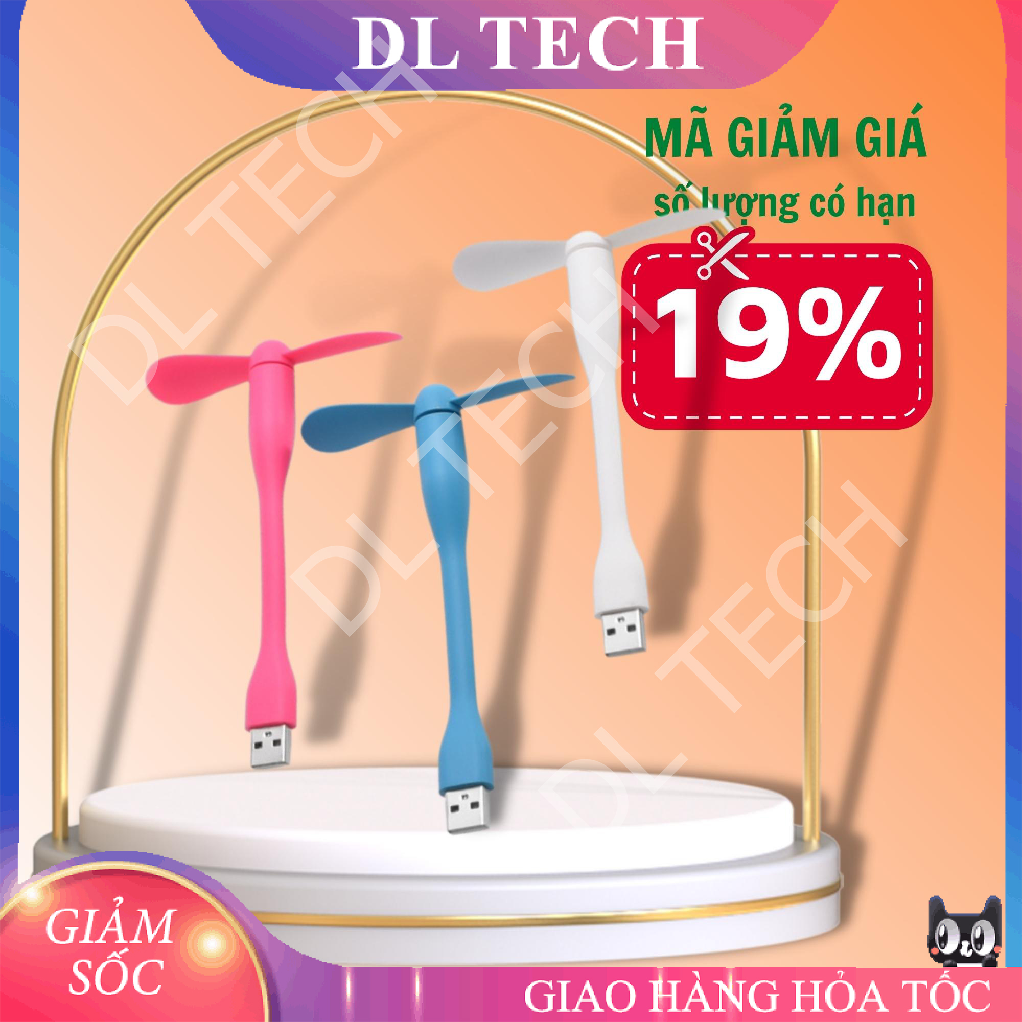 Quạt mini cổng usb không tốn điện, cực mát, cực bền dl tech