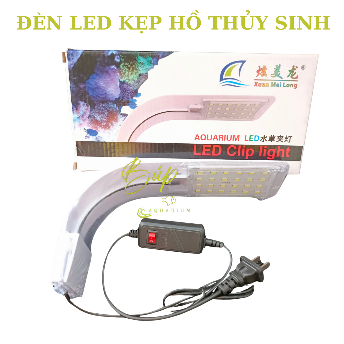 Đèn led kẹp thành hồ xuanmeilong xml cho hồ cá tép thủy sinh mini có kích thước 30cm trở xuống / Búp aqua