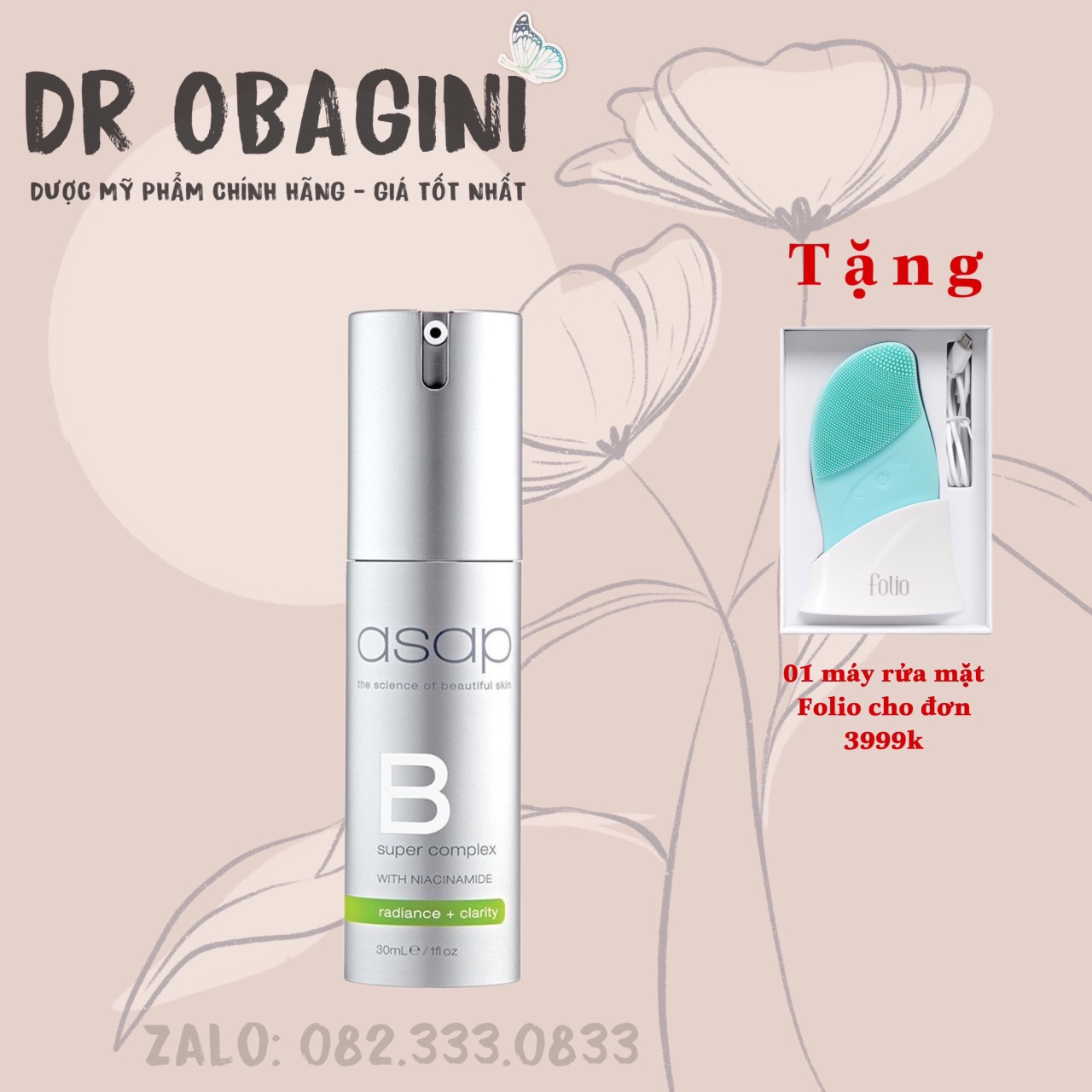 Serum dưỡng ẩm, tinh chất cấp ẩm, phục hồi da, asap super b complex 30ml