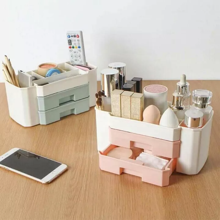 Kệ Đựng Mỹ Phẩm Mini 2 Tầng Nhiều Khay Có Ngăn Kéo Tiện Dụng Tiện Ích