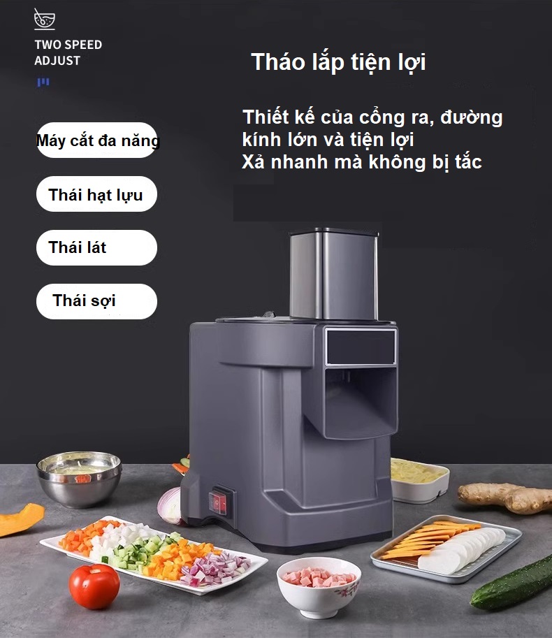 Máy thái rau củ tự động, máy thái lát, thái hạt lựu và thái sợi đa năng
