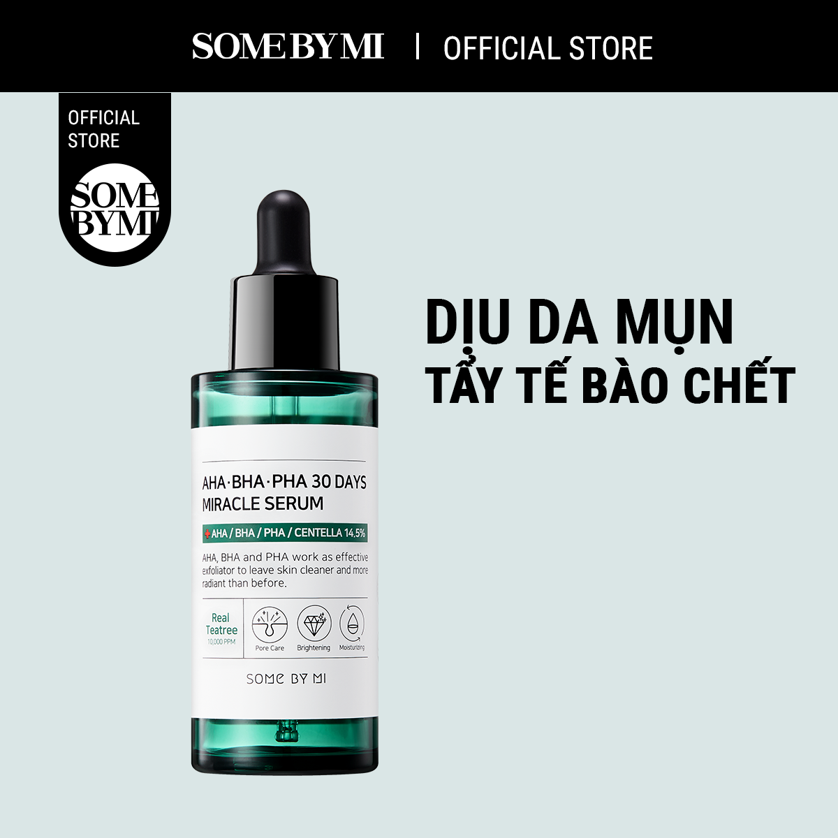 Tinh chất chiết xuất rau má chàm trà Some By Mi AHA - BHA - PHA 30 Days Miracle Serum 50ml kháng viêm, tẩy tế bào chết sâu cho da khô mụn