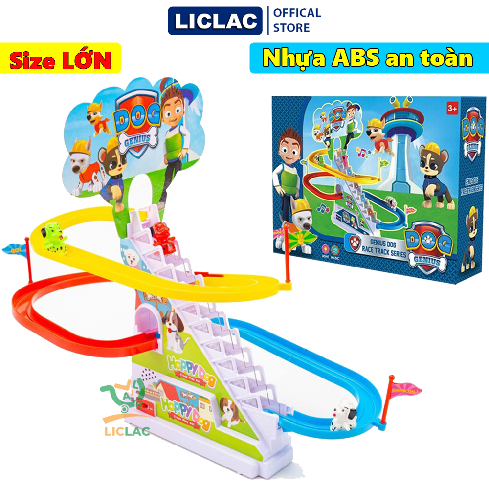 Bộ đồ chơi Đường Ray Chó Cứu Hộ 616-23 ( Size LỚN ) có NHẠC và ĐÈN, Đồ chơi Tàu Lượn Chó Leo Cầu Thang giải trí vui nhộn cho bé, Đồ chơi trẻ em - LICLAC