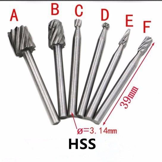 [HCM]Bộ 6 mũi khắc mài làm lũa chạm trổ HSS cao cấp
