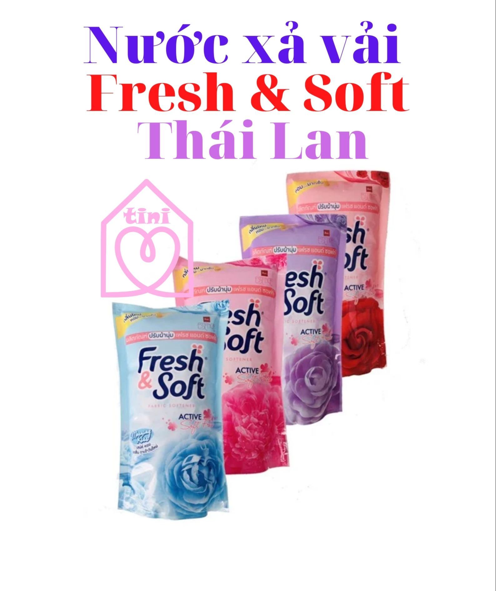 combo 3bag fabric softener fresh&soft Thailand 600ml concentrated